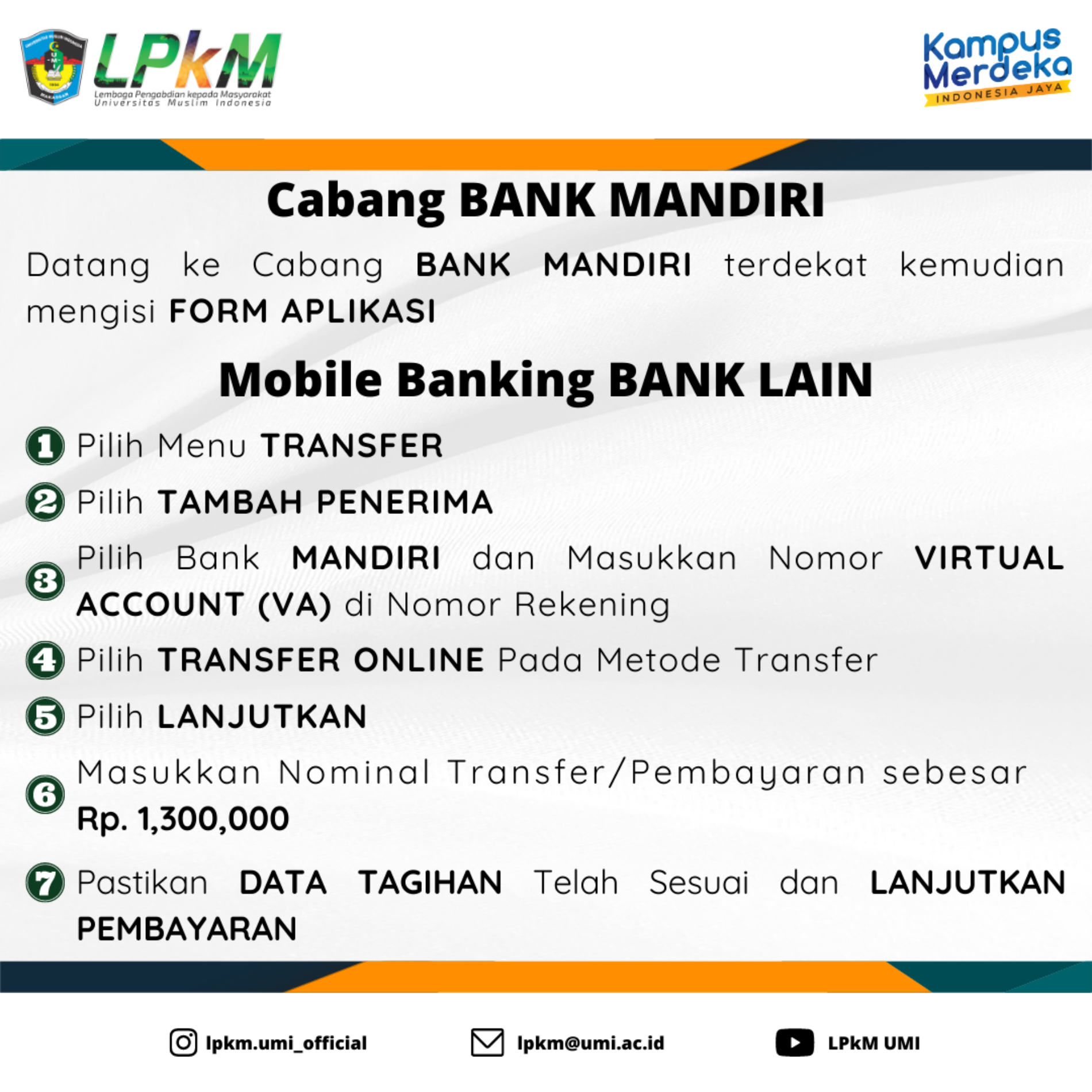 Tata Cara Pembayaran KKN UMI Angkatan 72