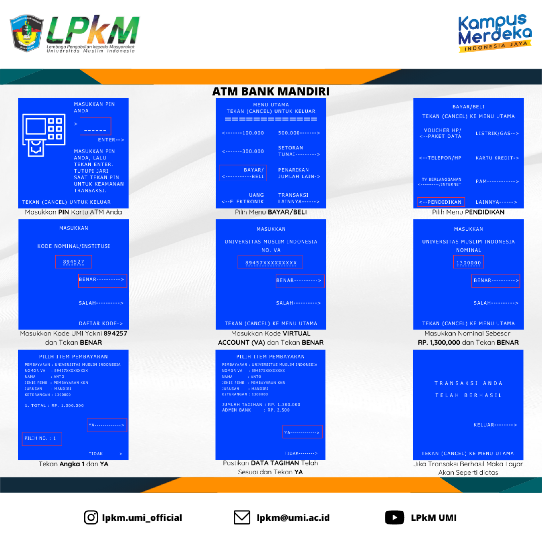 Tata Cara Pembayaran KKN UMI Angkatan 72