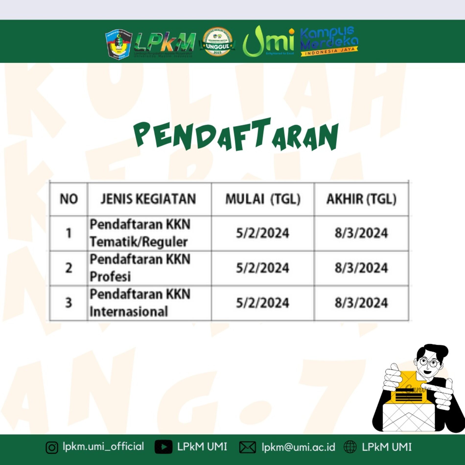 Alur Pendaftaran KKN UMI Angkatan 73 T.A. 2023/2024