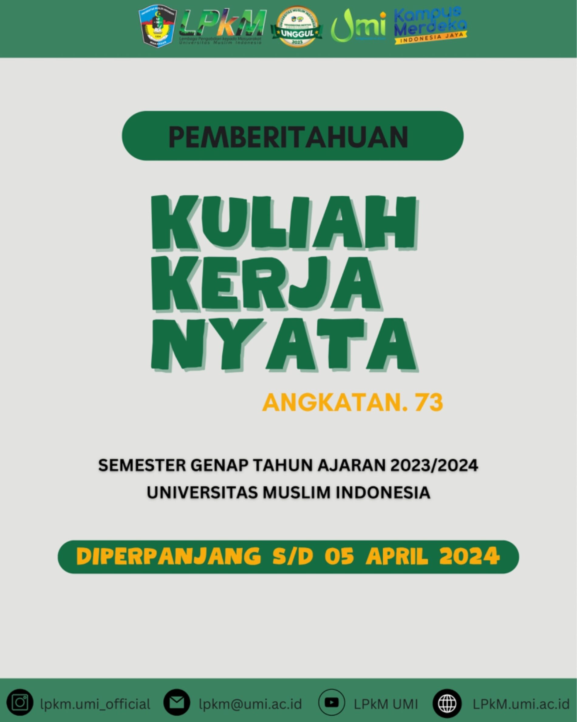 Alur Pendaftaran KKN UMI Angkatan 73 T.A. 2023/2024