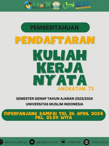 Pemberitahuan KKN Angkatan 73 UMI T.A. 2023/2024