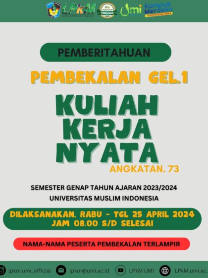 Pengumuman Peserta Pembekalan KKN/KKP Gelombang 1