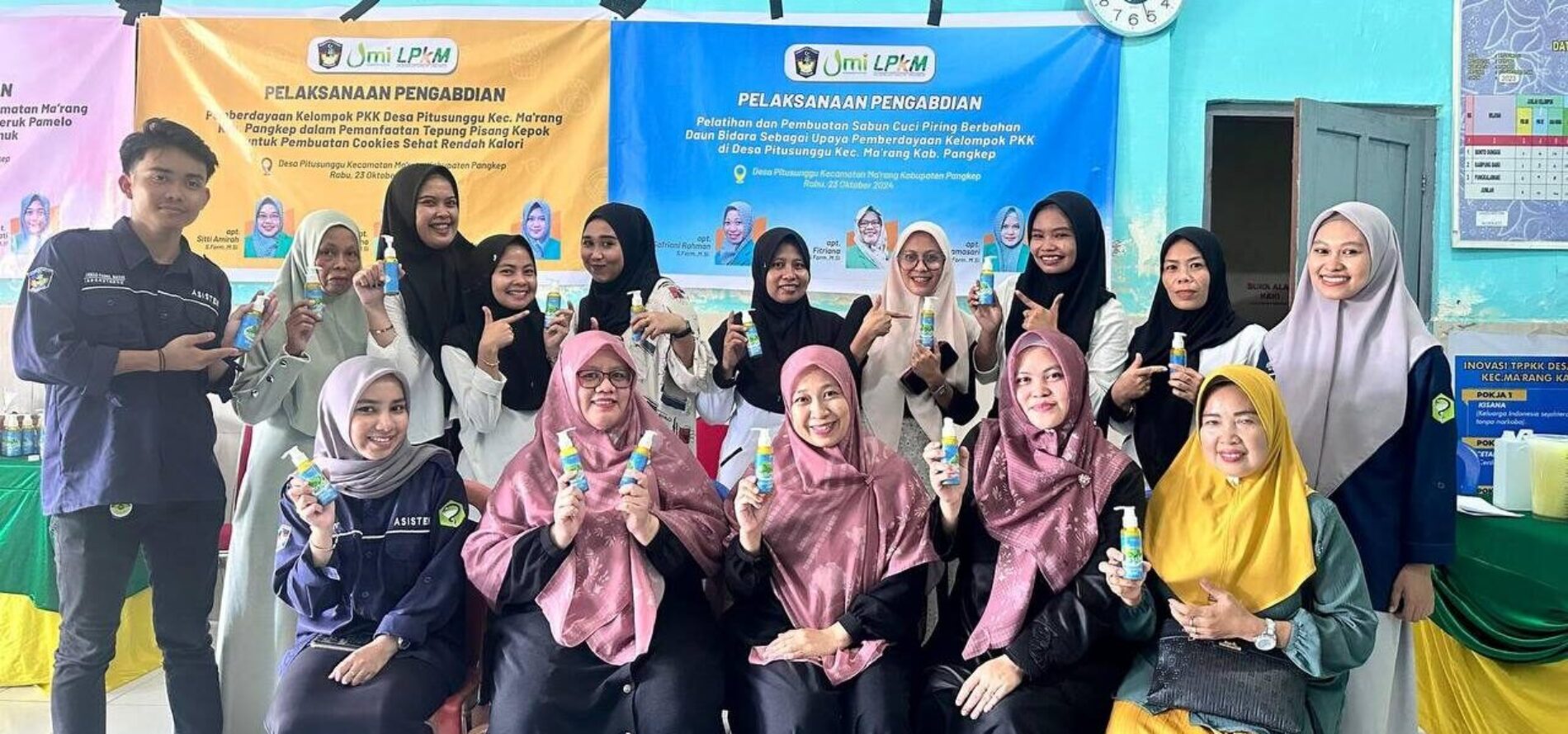 Tim Dosen Fakultas Farmasi UMI Melakukan Pelatihan Pembuatan Sabun Cuci Piring Berbahan Daun Bidara di Kab. Pangkep