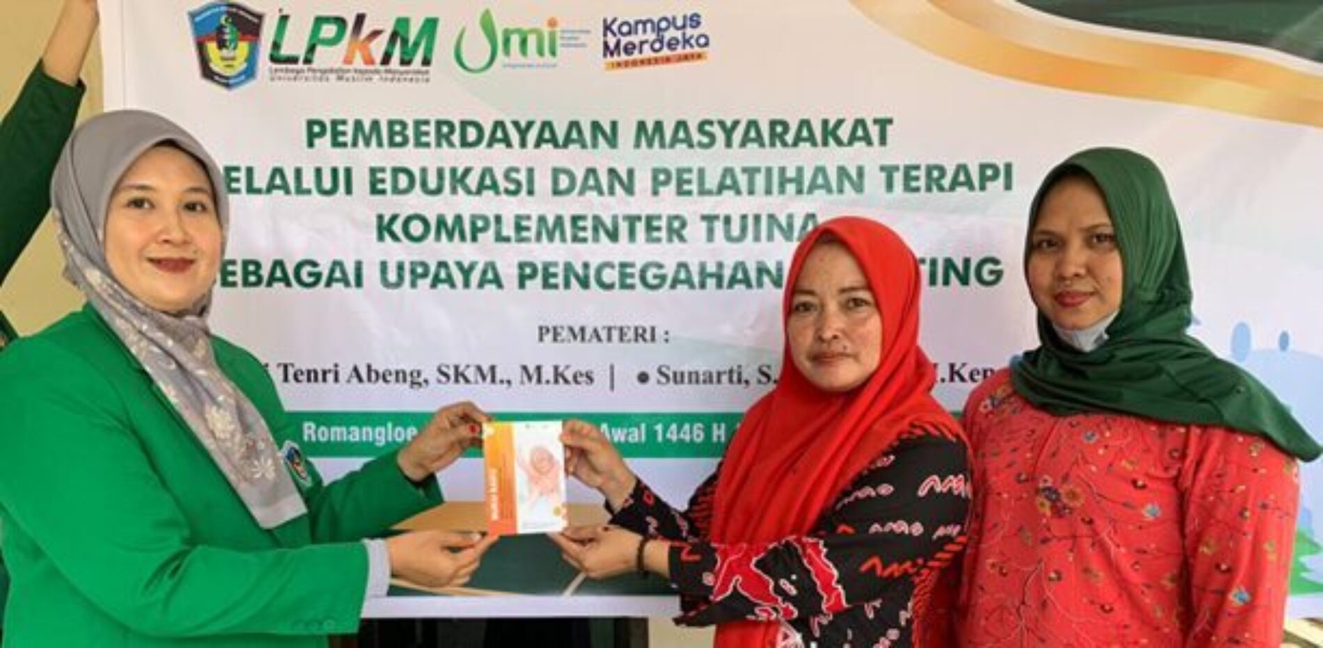 Dosen FKM UMI Melakukan Pengabdian Kepada Masyarakat : Edukasi dan Pelatihan Terapi Komplementer Tuina Sebagai Upaya Pencegahan Stunting di Desa Romangloe Kab. Gowa