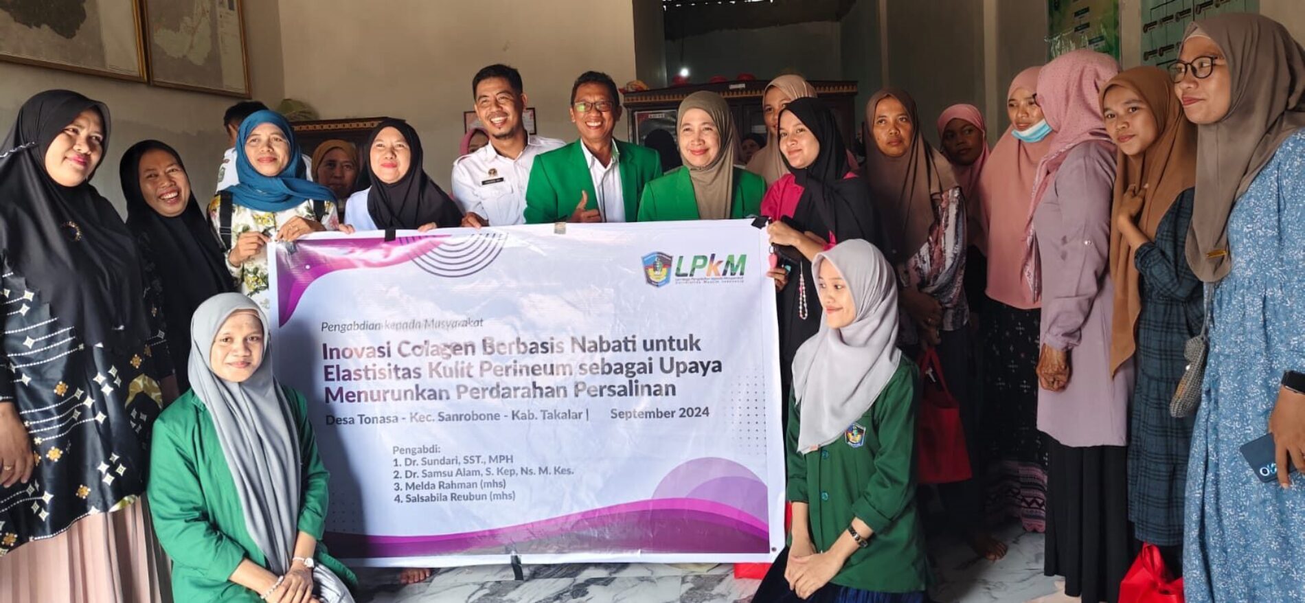 Dosen Universitas Muslim Indonesia Gelar Pengabdian Masyarakat di Desa Tonasa untuk Inovasi Colagen berbasis Nabati untuk Elastisitas Kulit Perineum sebagai Upaya Menurunkan perdarahan Persalinan