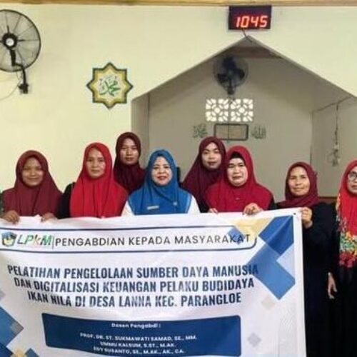 Pelatihan Pengelolaan Sumber Daya Manusia dan Digitalisasi Pencatatan Keuangan Pelaku Budidaya Ikan Nila Di Desa Lanna Kecamatan Parangloe