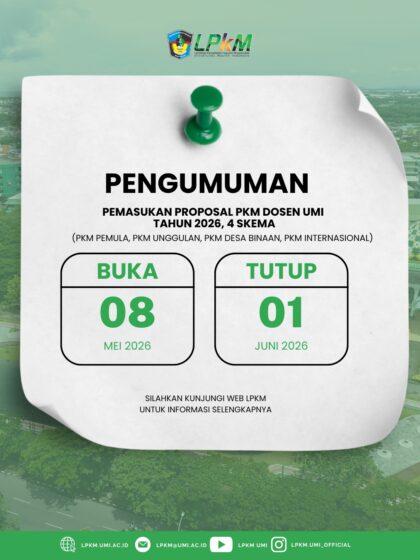 PENGUMUMAN PEMASUKAN PROPOSAL PKM DOSEN UMI